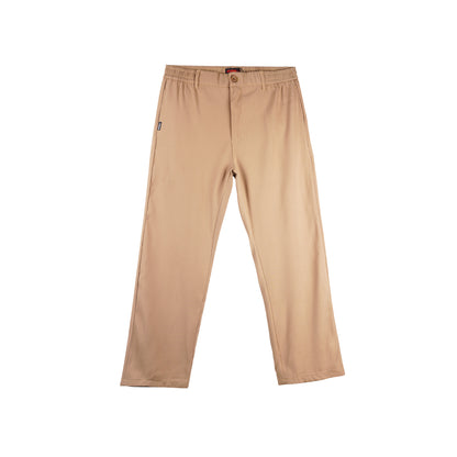 RRJ Men's Basic Non-Denim Trouser Pants Mid-Rise Fitting Rinse Wash Fabric 170408 (Beige)