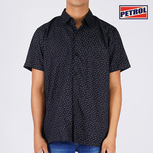 Petrol Men's Basic Woven Shirt Slim Fitting Poplin Fabric 166593 (Black)