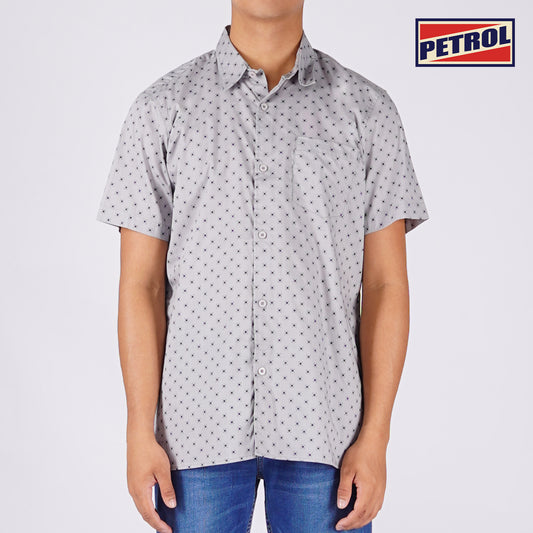 Petrol Men's Basic Woven Shirt Slim Fitting Poplin Fabric 166558 (Gray)