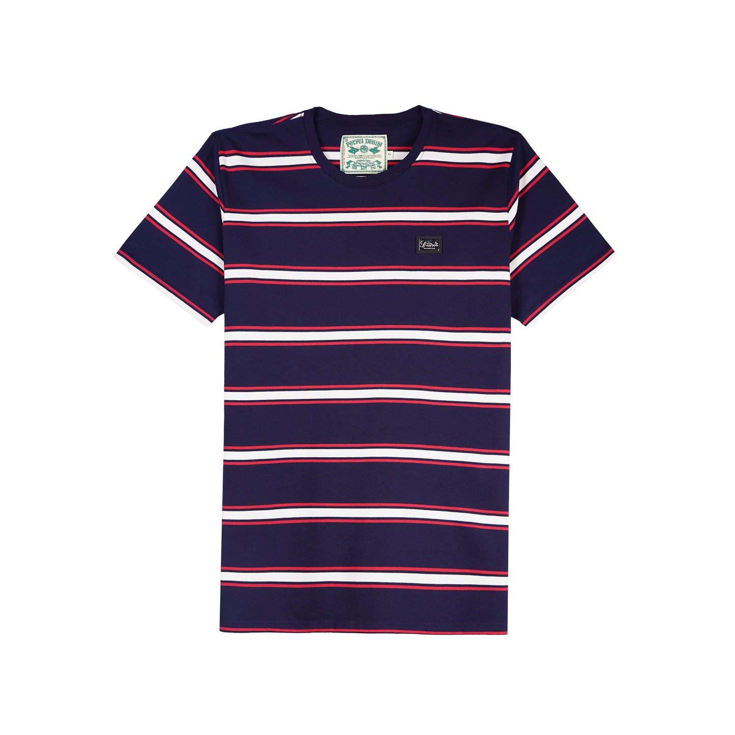 Petrol Men's Basic Tees Slim Fitting Stripe Jersey Fabric 161848 (Navy)