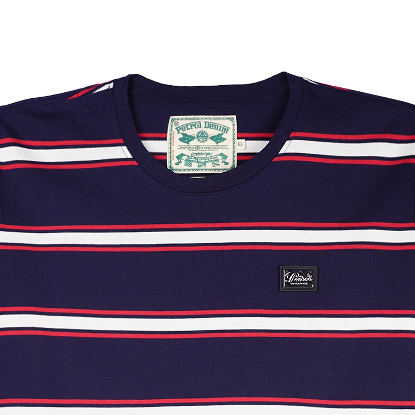 Petrol Men's Basic Tees Slim Fitting Stripe Jersey Fabric 161848 (Navy)