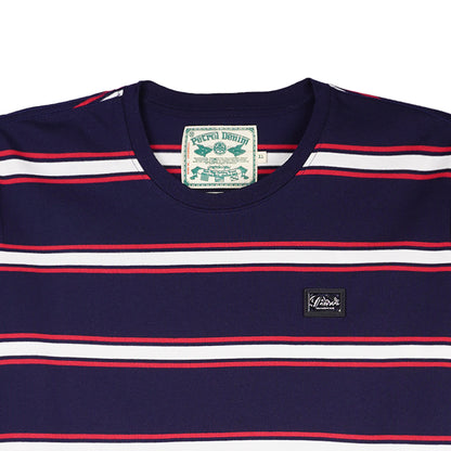 Petrol Men's Basic Tees Slim Fitting Stripe Jersey Fabric 161848 (Navy)