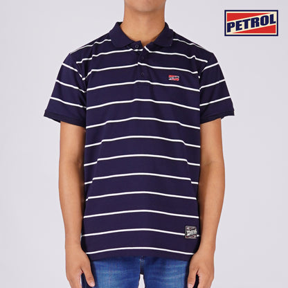 Petrol Men's Basic Collared Shirt Slim Fitting Missed Lycra Fabric 114020 (Navy)