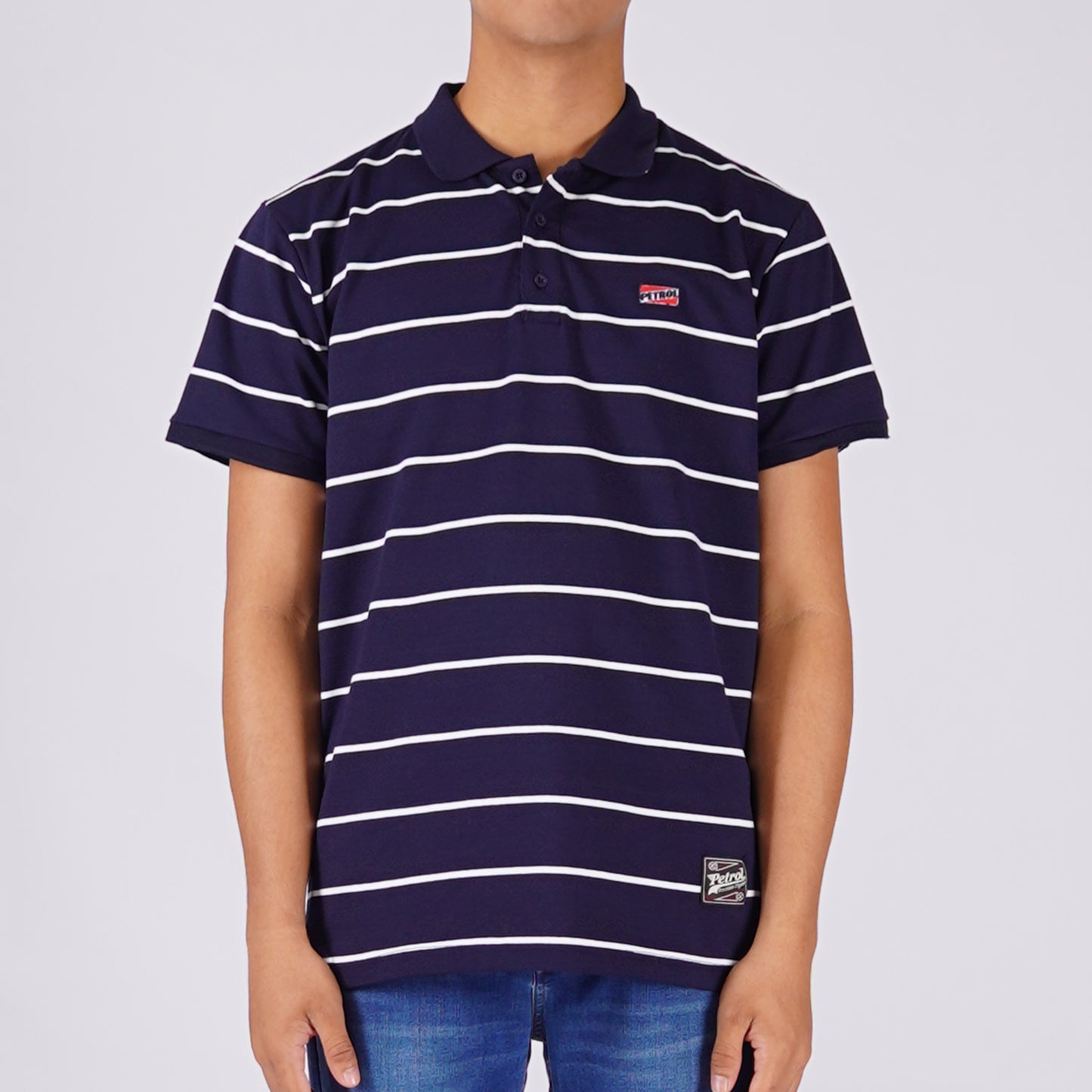 Petrol Men's Basic Collared Shirt Slim Fitting Missed Lycra Fabric 114020 (Navy)