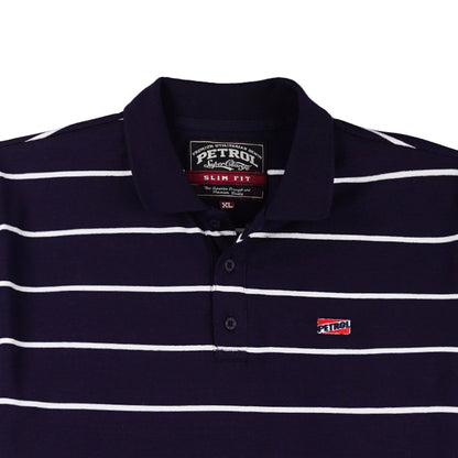 Petrol Men's Basic Collared Shirt Slim Fitting Missed Lycra Fabric 114020 (Navy)