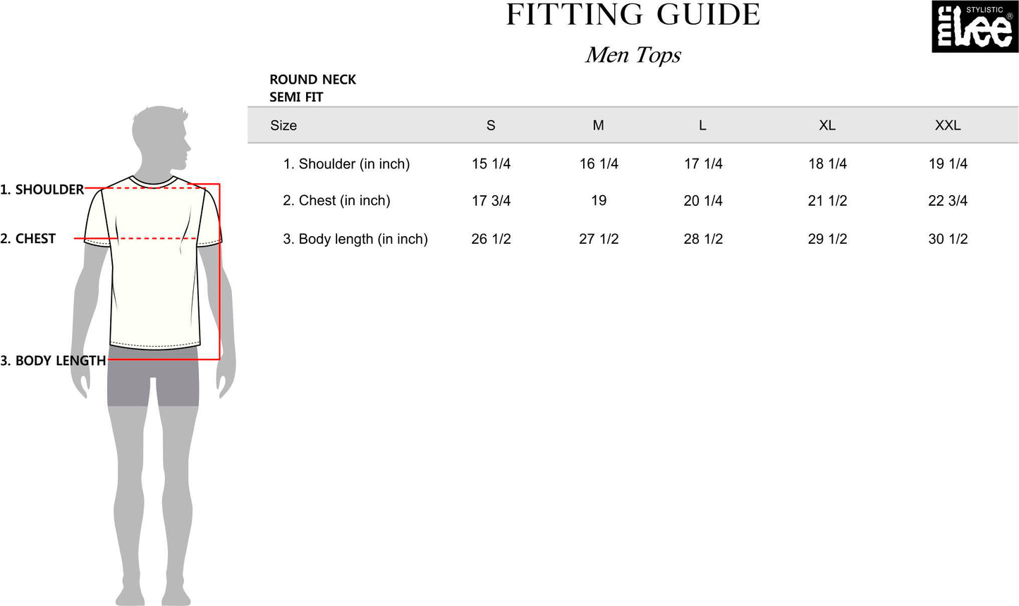 Stylistic Mr. Lee Men's Basic Tees Semi body Fit 171202-U (Sky Light)
