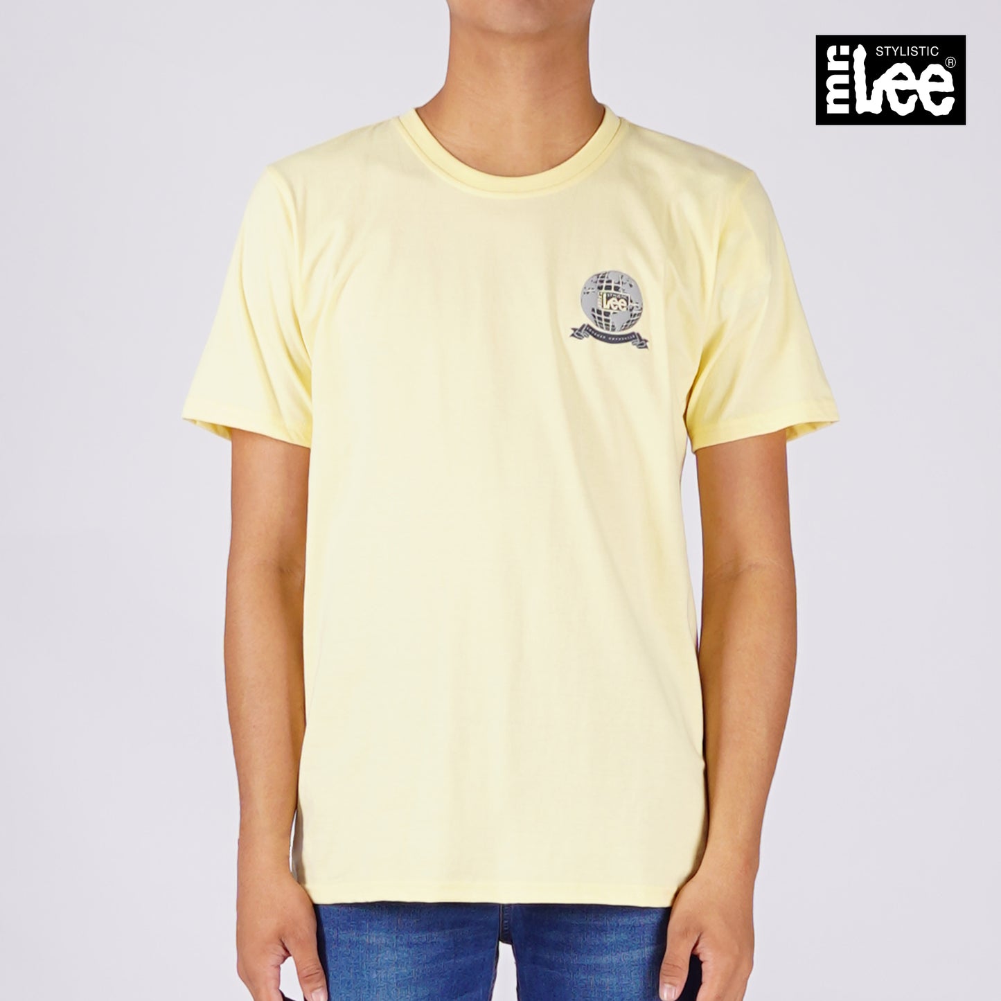 Stylistic Mr. Lee Men's Basic Tees with Back Print Semi body Fit 170165-U (Double Cream)