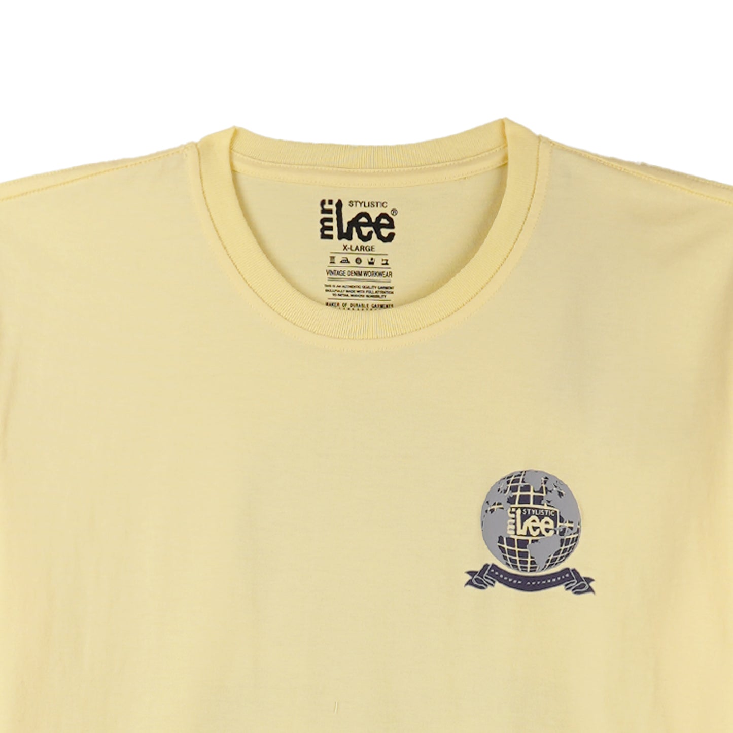 Stylistic Mr. Lee Men's Basic Tees with Back Print Semi body Fit 170165-U (Double Cream)