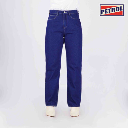 Petrol Ladies Basic Denim Pants Straight Fitting Mid-Rise Camellion Blue Fabric 168135 (Dark Shade)