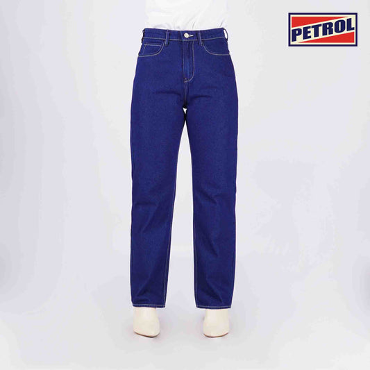 Petrol Ladies Basic Denim Pants Straight Fitting Mid-Rise Camellion Blue Fabric 168135 (Dark Shade)
