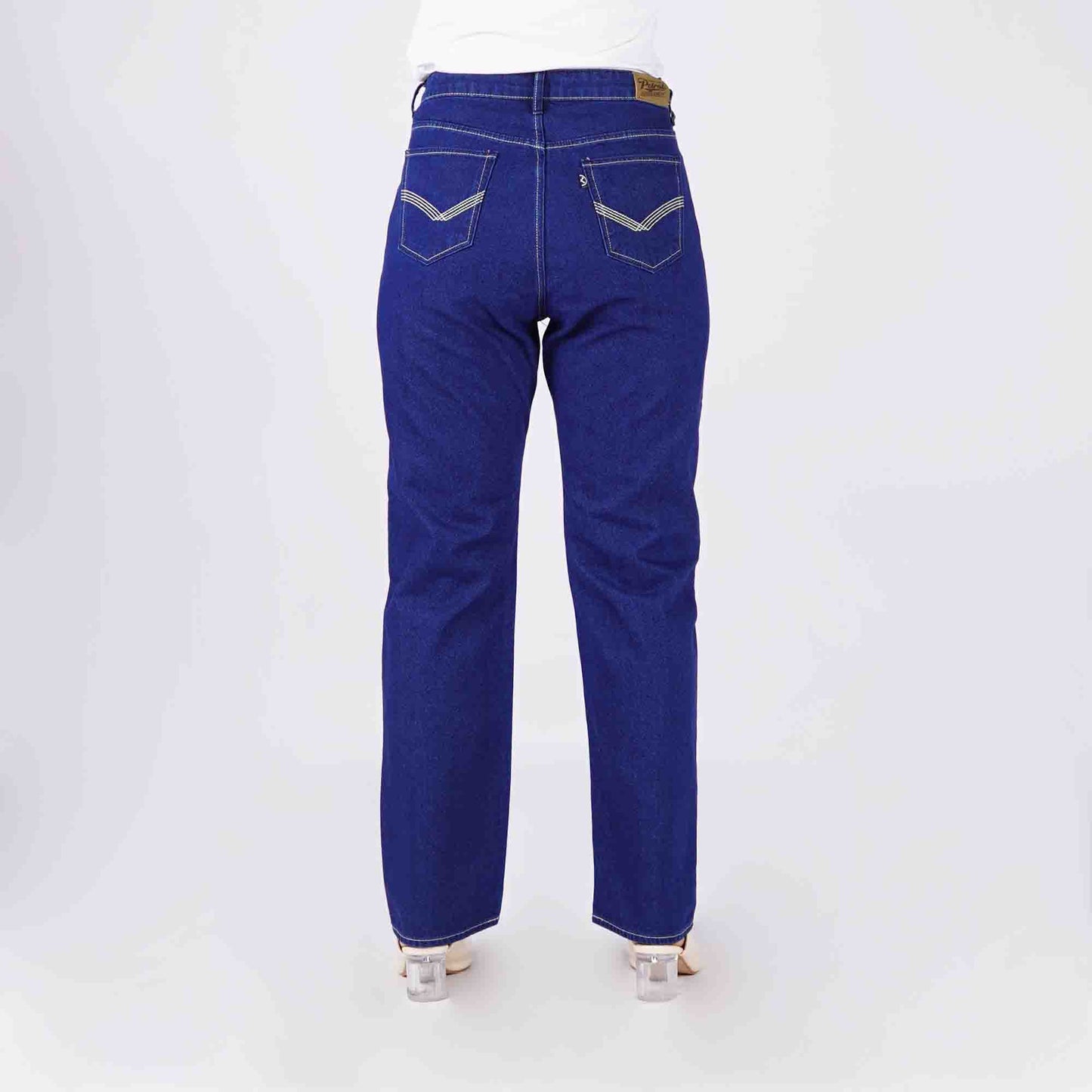Petrol Ladies Basic Denim Pants Straight Fitting Mid-Rise Camellion Blue Fabric 168135 (Dark Shade)