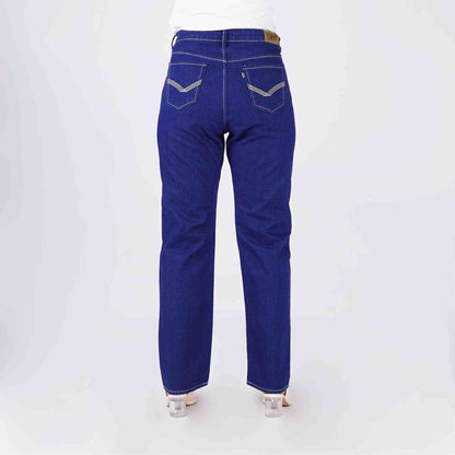 Petrol Ladies Basic Denim Pants Straight Fitting Mid-Rise Camellion Blue Fabric 168135 (Dark Shade)