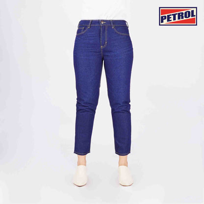 Petrol Ladies Basic Denim Boyfriend Jeans Mid-Rise Rinse Wash Fabric 167664 (Dark Shade)