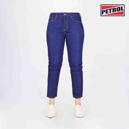 Petrol Ladies Basic Denim Boyfriend Jeans Mid-Rise Rinse Wash Fabric 167664 (Dark Shade)