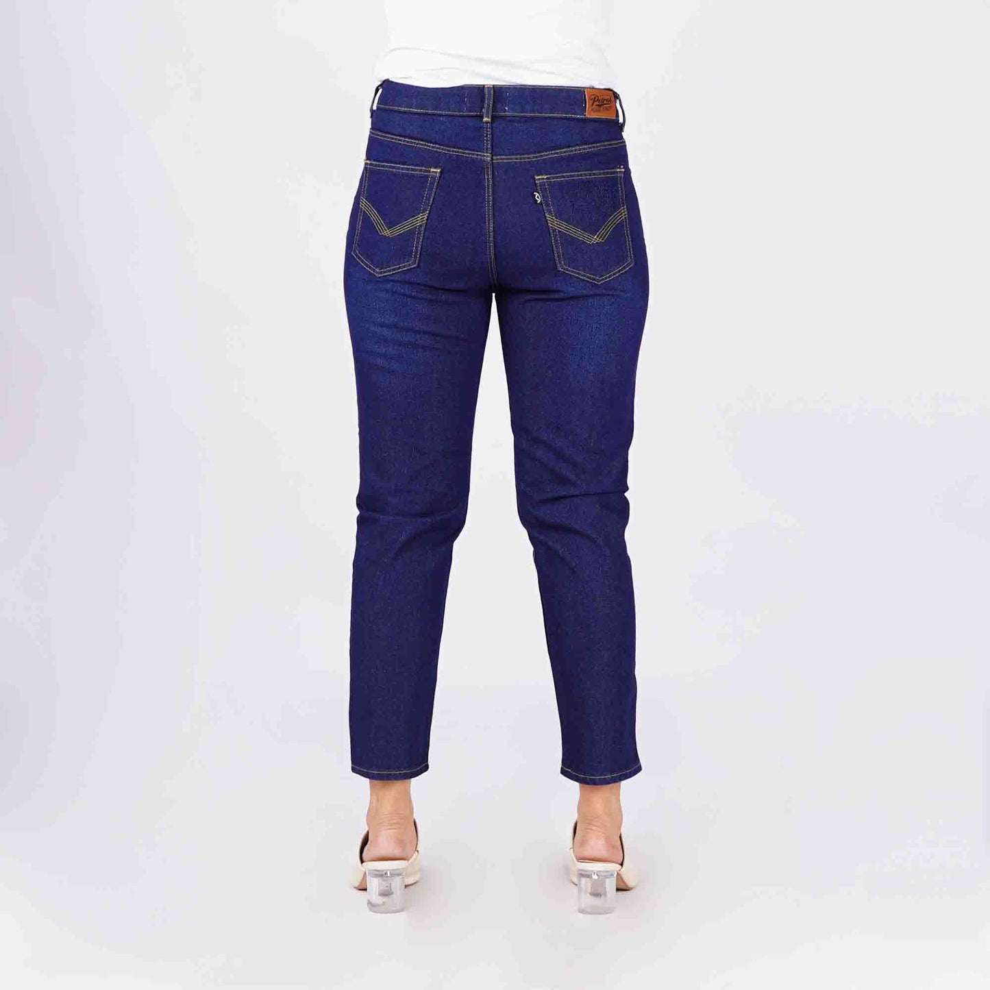 Petrol Ladies Basic Denim Boyfriend Jeans Mid-Rise Rinse Wash Fabric 167664 (Dark Shade)