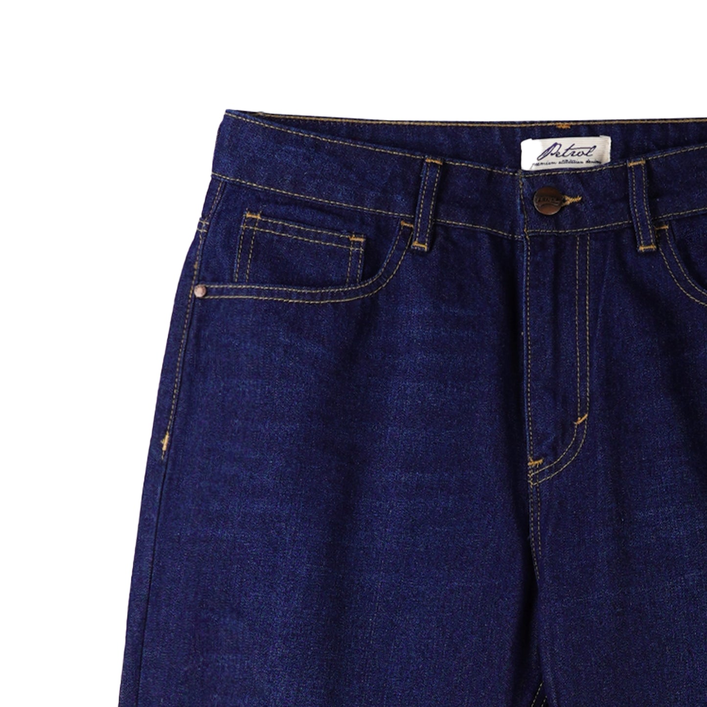 Petrol Ladies Basic Denim Boyfriend Jeans Mid-Rise Rinse Wash Fabric 167664 (Dark Shade)