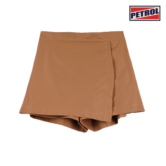 Petrol Ladies Basic Non-Denim Skort Mid-Rise Rinse Wash Fabric 157049 (Brown)