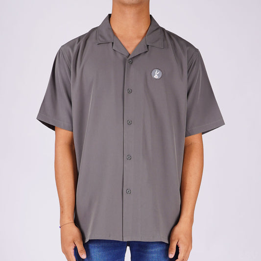 RRJ x Looney Tunes Men's Basic Woven Shirt Comfort Fitting Easy Iron Fabric 163052 (Dark Gray)
