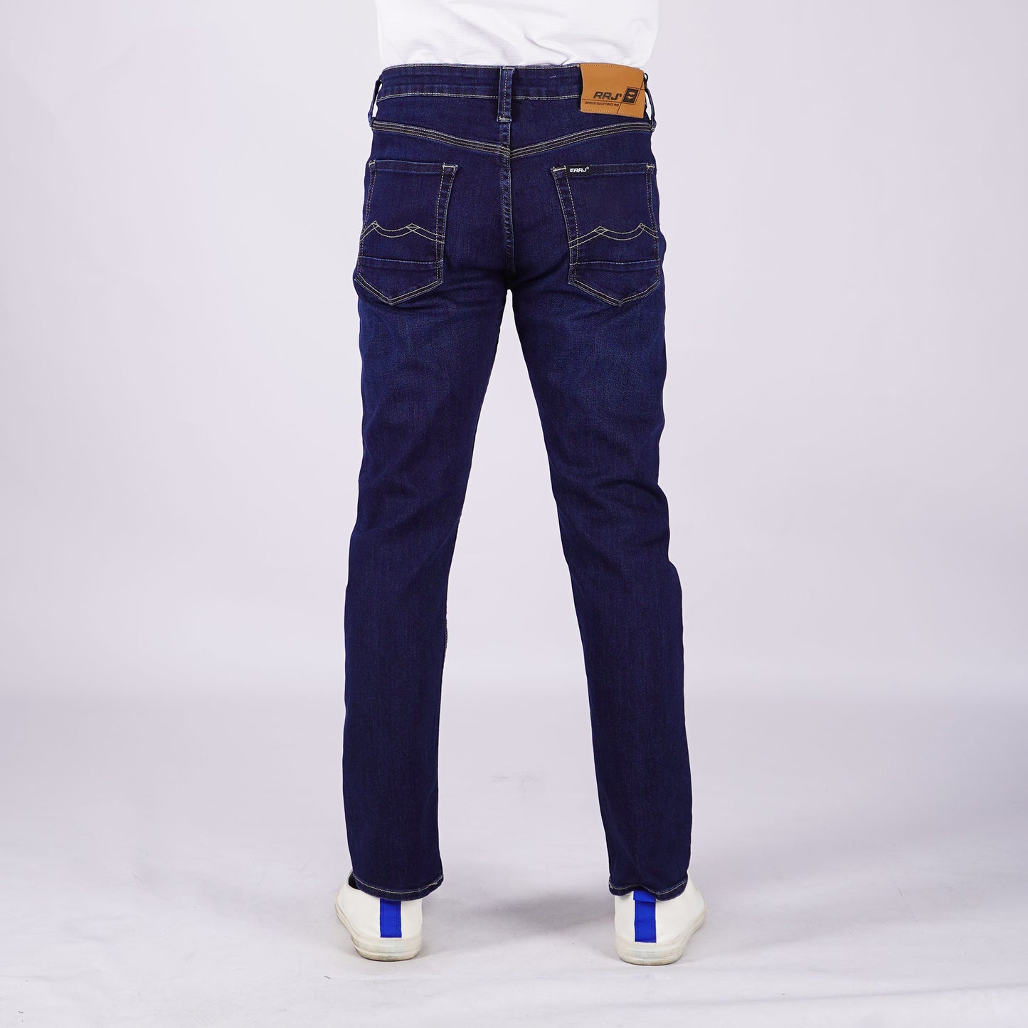 RRJ Men's Basic Denim Pants Superskinny Fitting Mid-Rise Extreme with Details Fabric 172141 (Dark Shade)