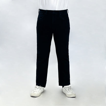 RRJ Men's Basic Denim Pants Slim Straight Mid-Rise Fitting Reverse Rinse Fabric 171460 (Black)
