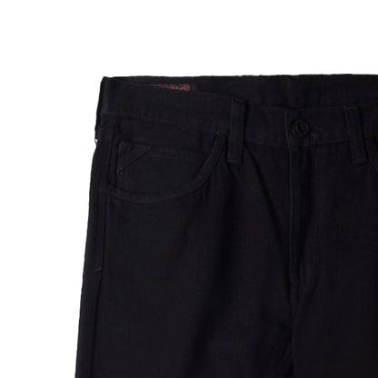 RRJ Men's Basic Denim Pants Slim Straight Mid-Rise Fitting Reverse Rinse Fabric 171460 (Black)