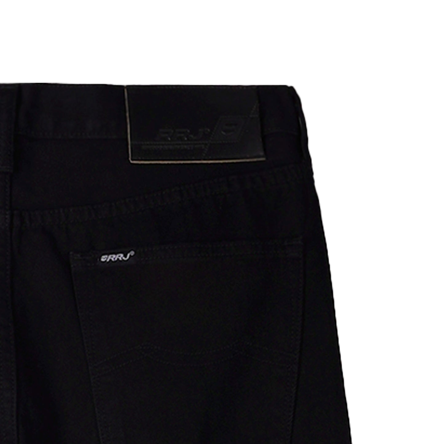 RRJ Men's Basic Denim Pants Slim Straight Mid-Rise Fitting Reverse Rinse Fabric 171460 (Black)