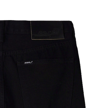 RRJ Men's Basic Denim Pants Slim Straight Mid-Rise Fitting Reverse Rinse Fabric 171460 (Black)