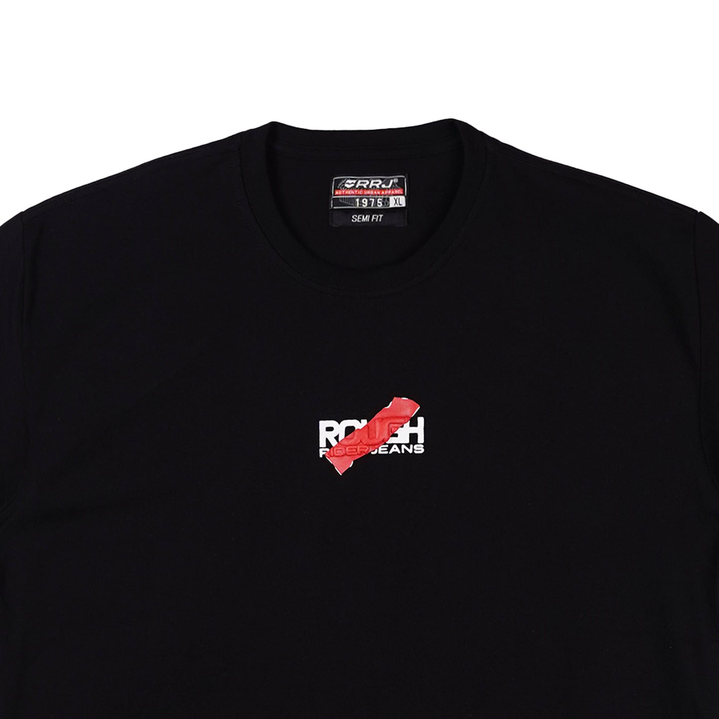 RRJ Men's Basic Tees Semibody Fitting CVC Jersey Fabric 159394-U (Black)
