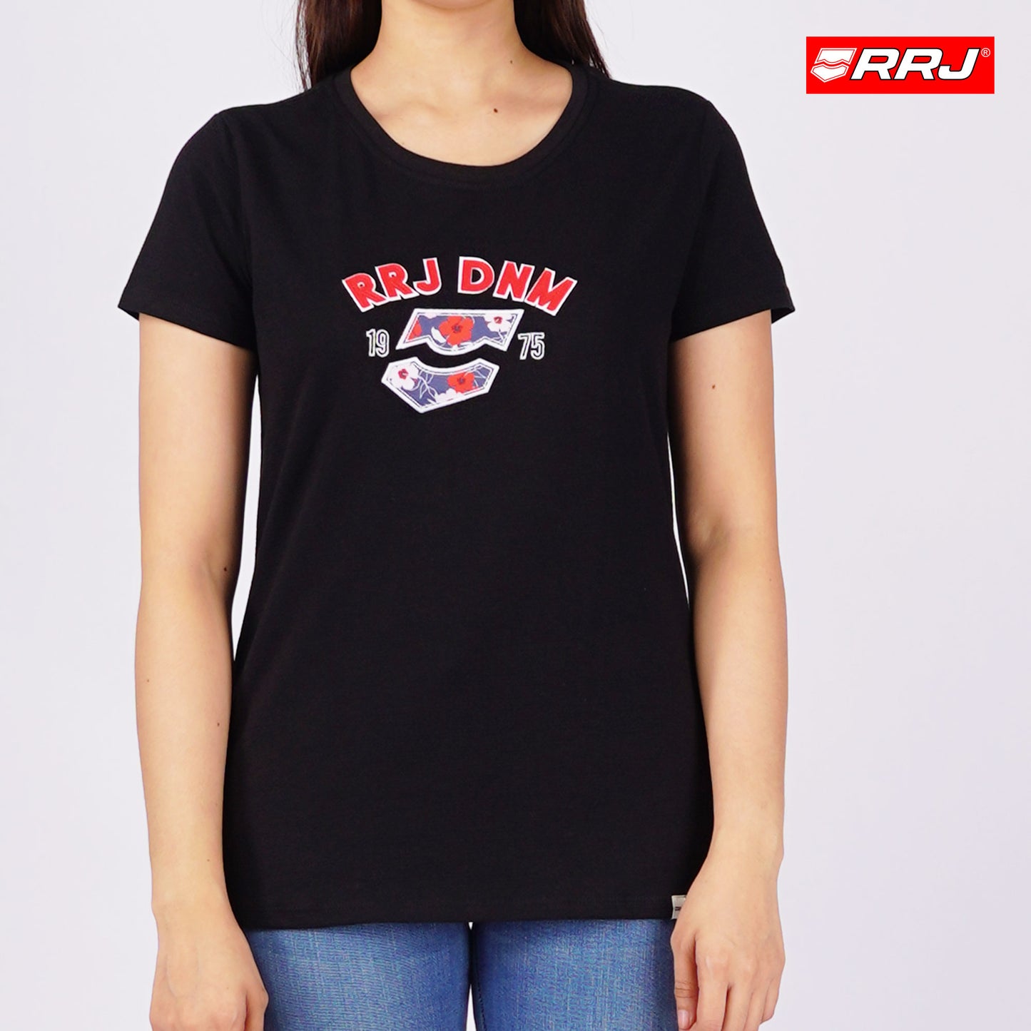 RRJ Ladies Basic Tees Regular Fitting Missed Lycra Fabric 135137 (Black)