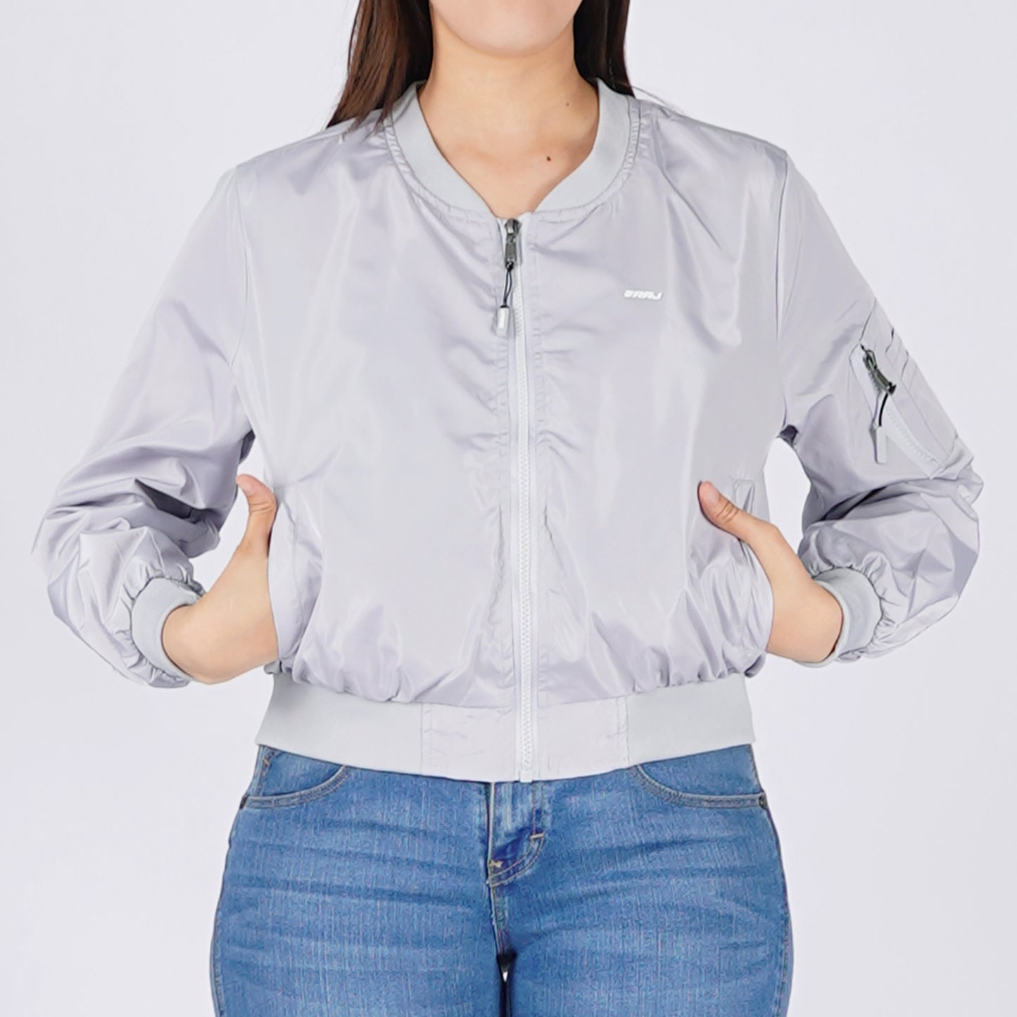 RRJ Ladies Basic Jacket Regular Fitting Nylon Fabric 140496 (Gray)