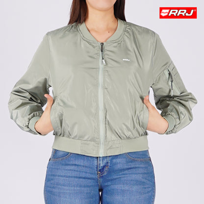 RRJ Ladies Basic Bomber Jacket Regular Fitting Nylon Fabric 140496 (Green)