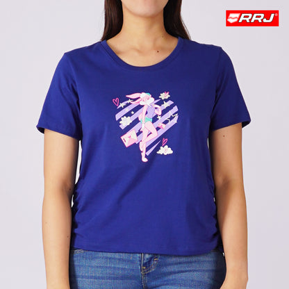 RRJ  x Looney Tunes Ladies Basic Tees Boxy Fitting CVC Jersey Fabric 167880-U (Blue)