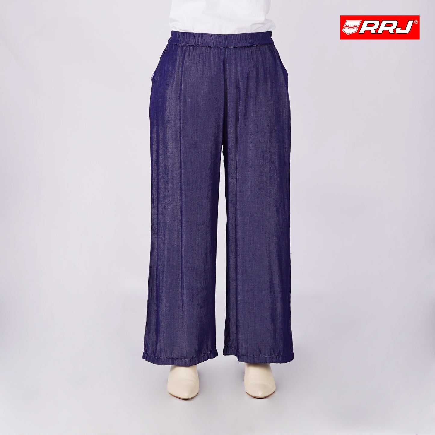 RRJ Ladies Basic Non-Denim Cullote Rinse Wash Fabric 154203 (Navy)