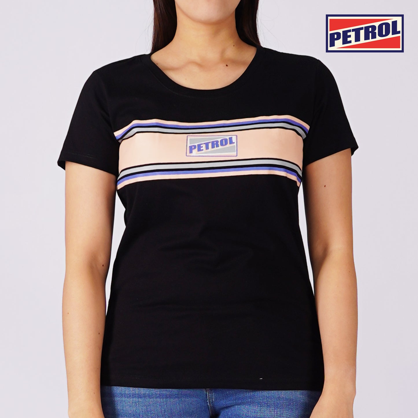 Petrol Ladies Basic Tees Regular Fitting CVC Jersey Fabric 159865-U (Black)