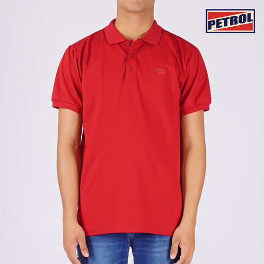 Petrol Men's Basic Collared Shirt Slim Fitting Missed Lycra Fabric 116329 (Crimson)