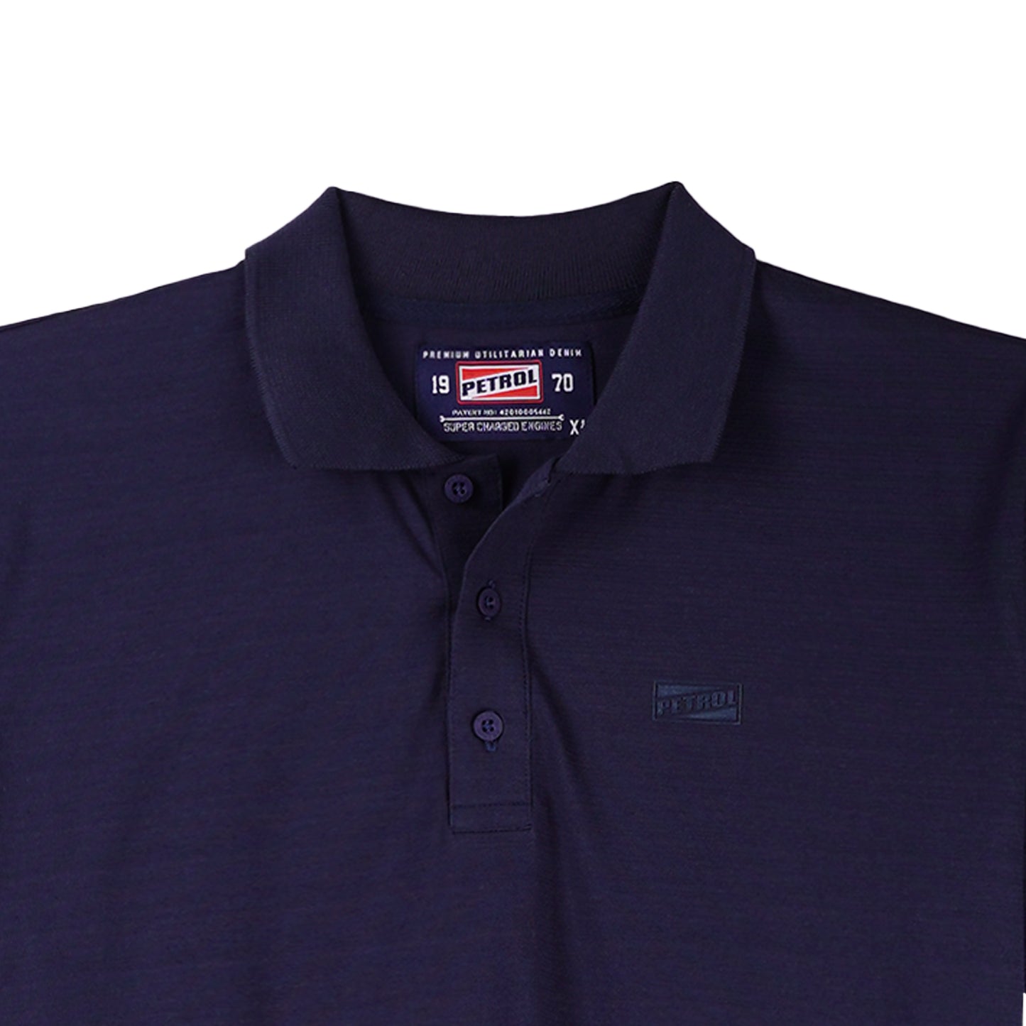 Petrol Men's Basic Collared Shirt Slim Fitting Missed Lycra Fabric 116329 (Navy)