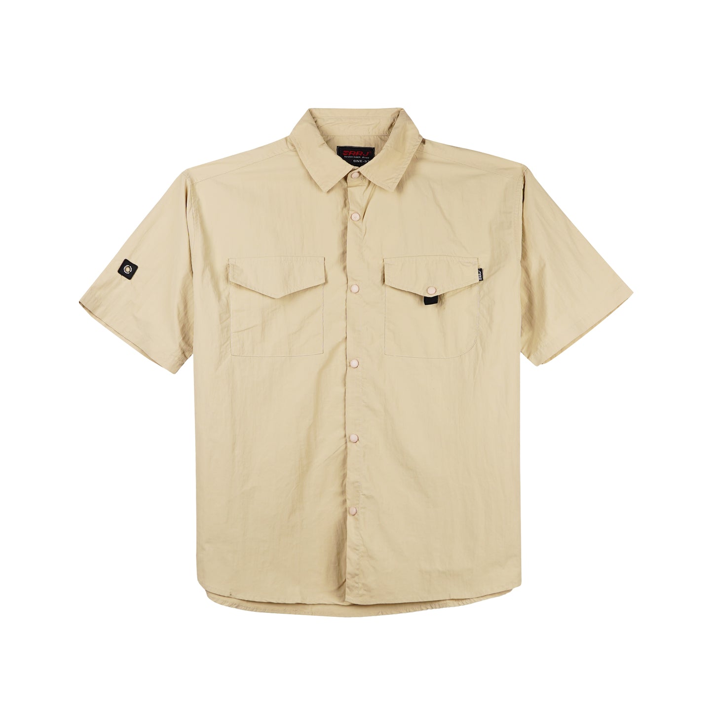 RRJ Men's Basic Woven Shirt Boxy Fitting Taslan Fabric 160603 (Beige)