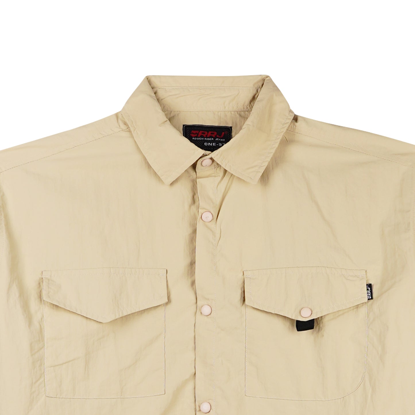 RRJ Men's Basic Woven Shirt Boxy Fitting Taslan Fabric 160603 (Beige)