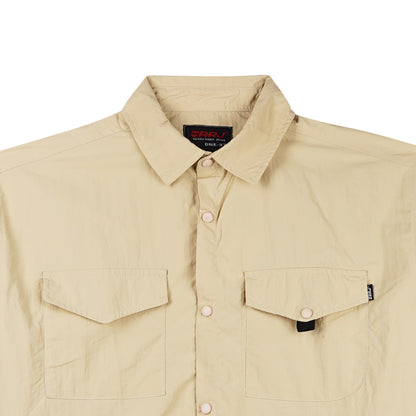 RRJ Men's Basic Woven Shirt Boxy Fitting Taslan Fabric 160603 (Beige)