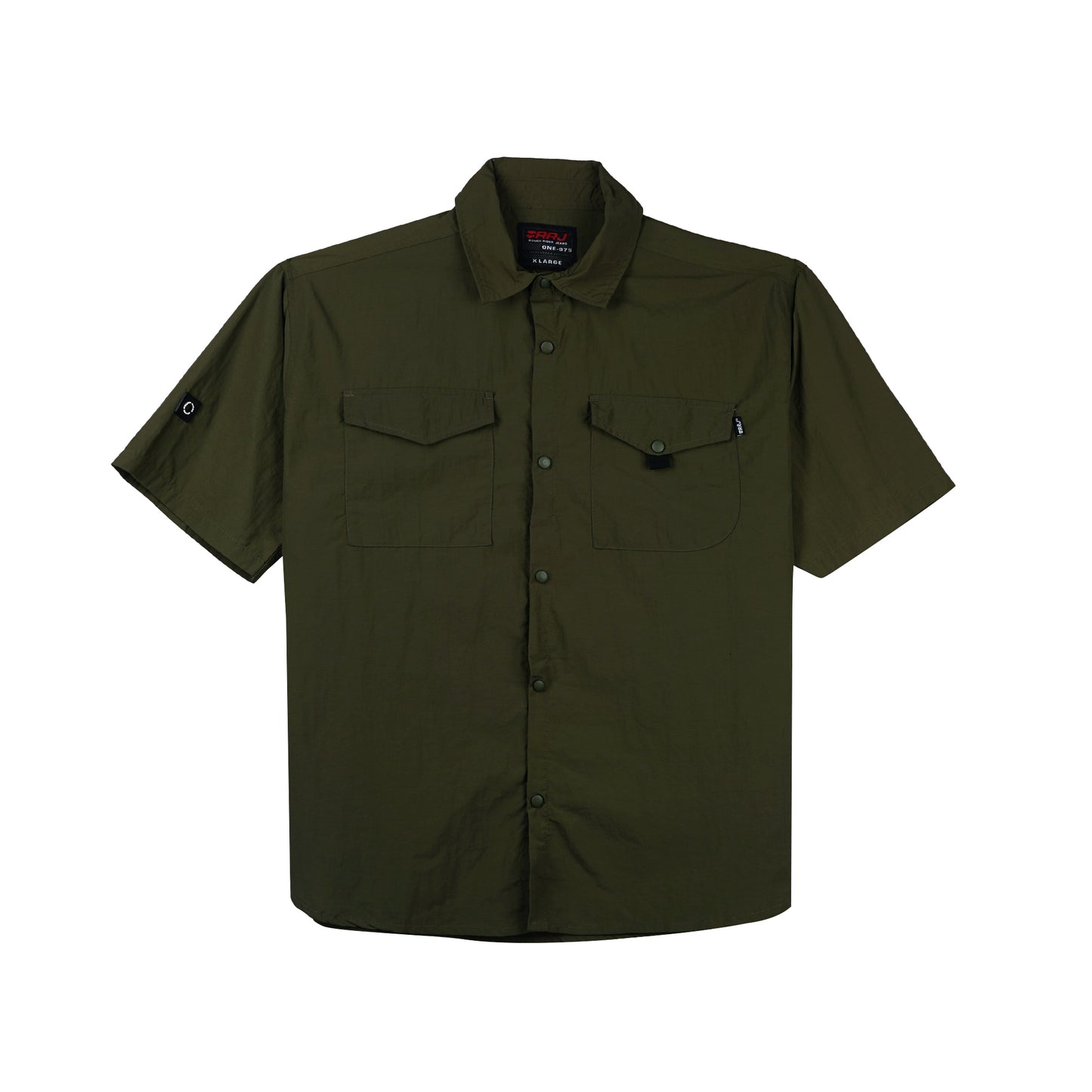 RRJ Men's Basic Woven Shirt Boxy Fitting Taslan Fabric 160603 (Fatigue)