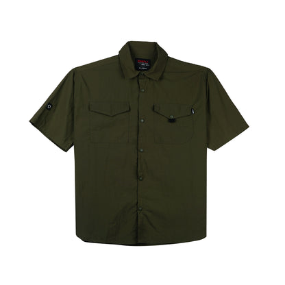 RRJ Men's Basic Woven Shirt Boxy Fitting Taslan Fabric 160603 (Fatigue)
