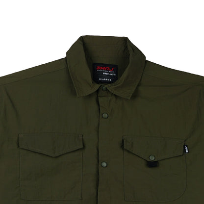 RRJ Men's Basic Woven Shirt Boxy Fitting Taslan Fabric 160603 (Fatigue)
