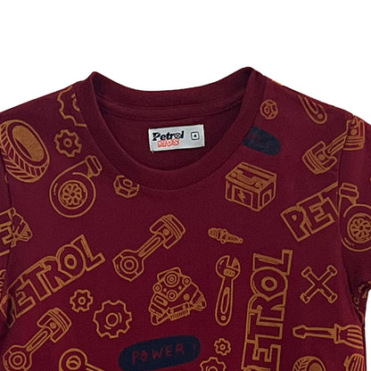Petrol Children's Basic Tees Regular Fitting CVC Jersey Fabric for Kid's 157746-U (Crimson)