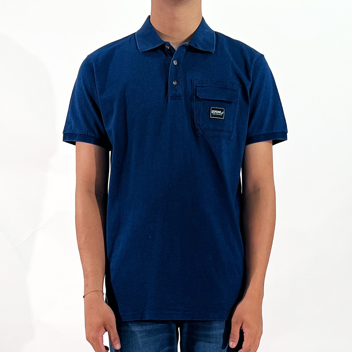 RRJ Men's Basic Collared Shirt Semibody Fitting 121945 (Dark Wash)