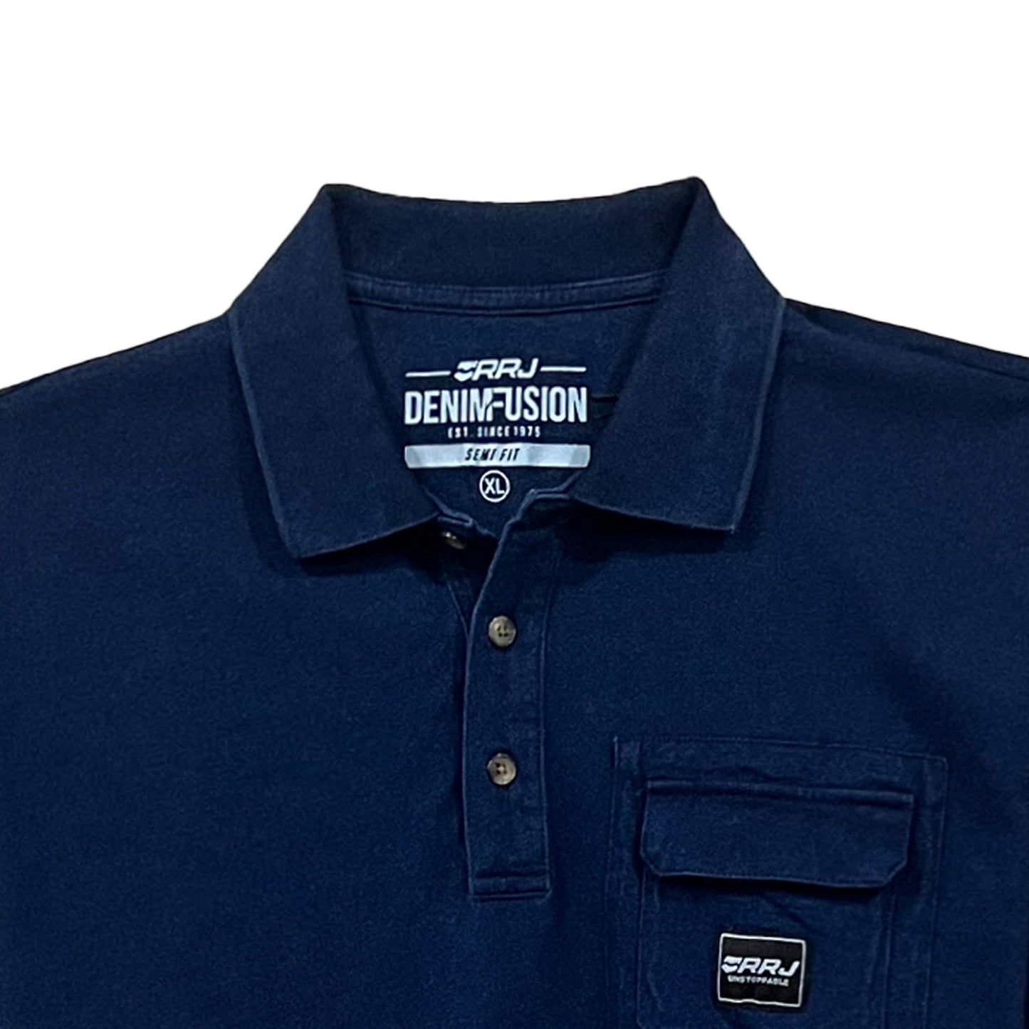 RRJ Men's Basic Collared Shirt Semibody Fitting 121945 (Dark Wash)