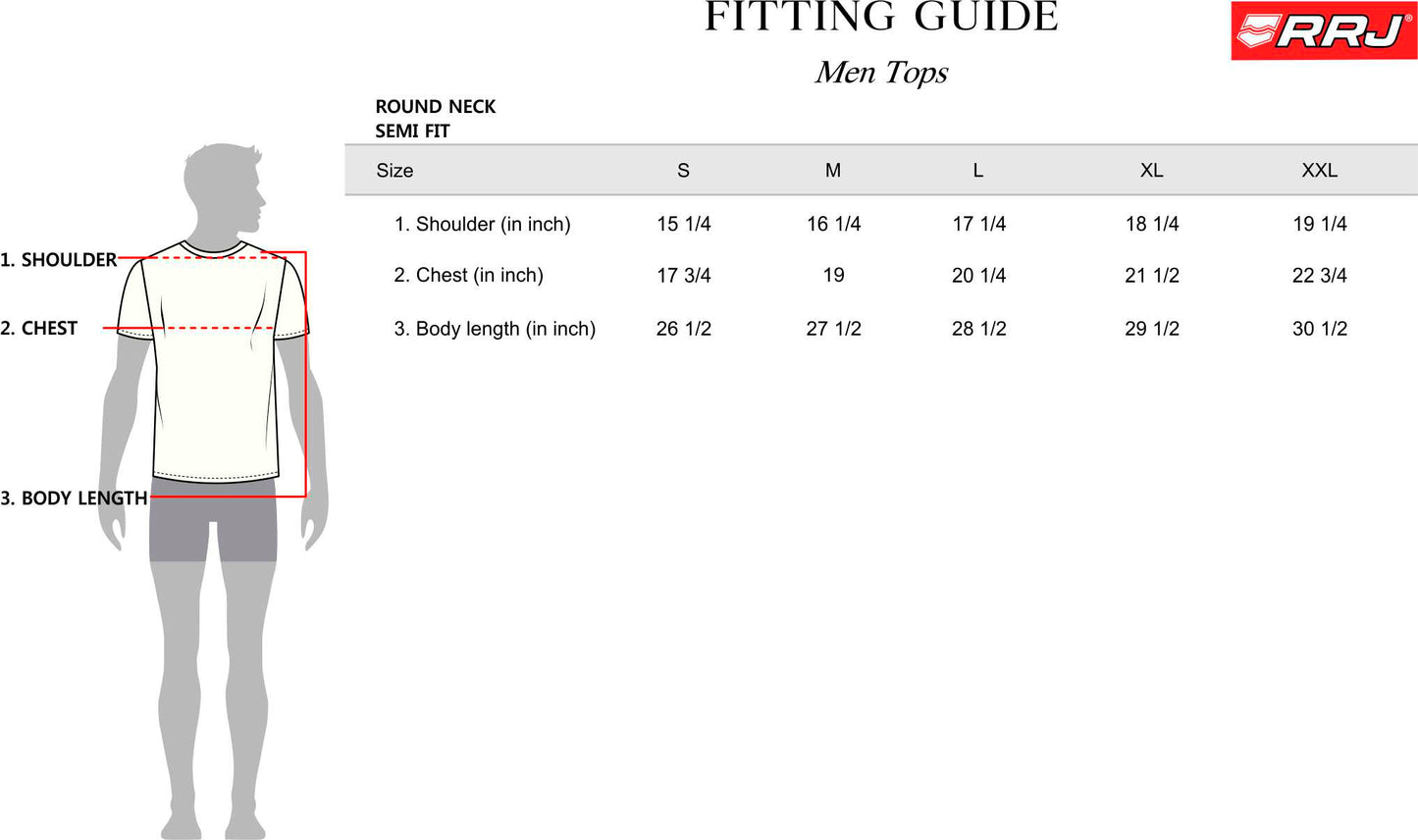 RRJ Men's Basic Tees Semibody Fitting 173772-U (White)