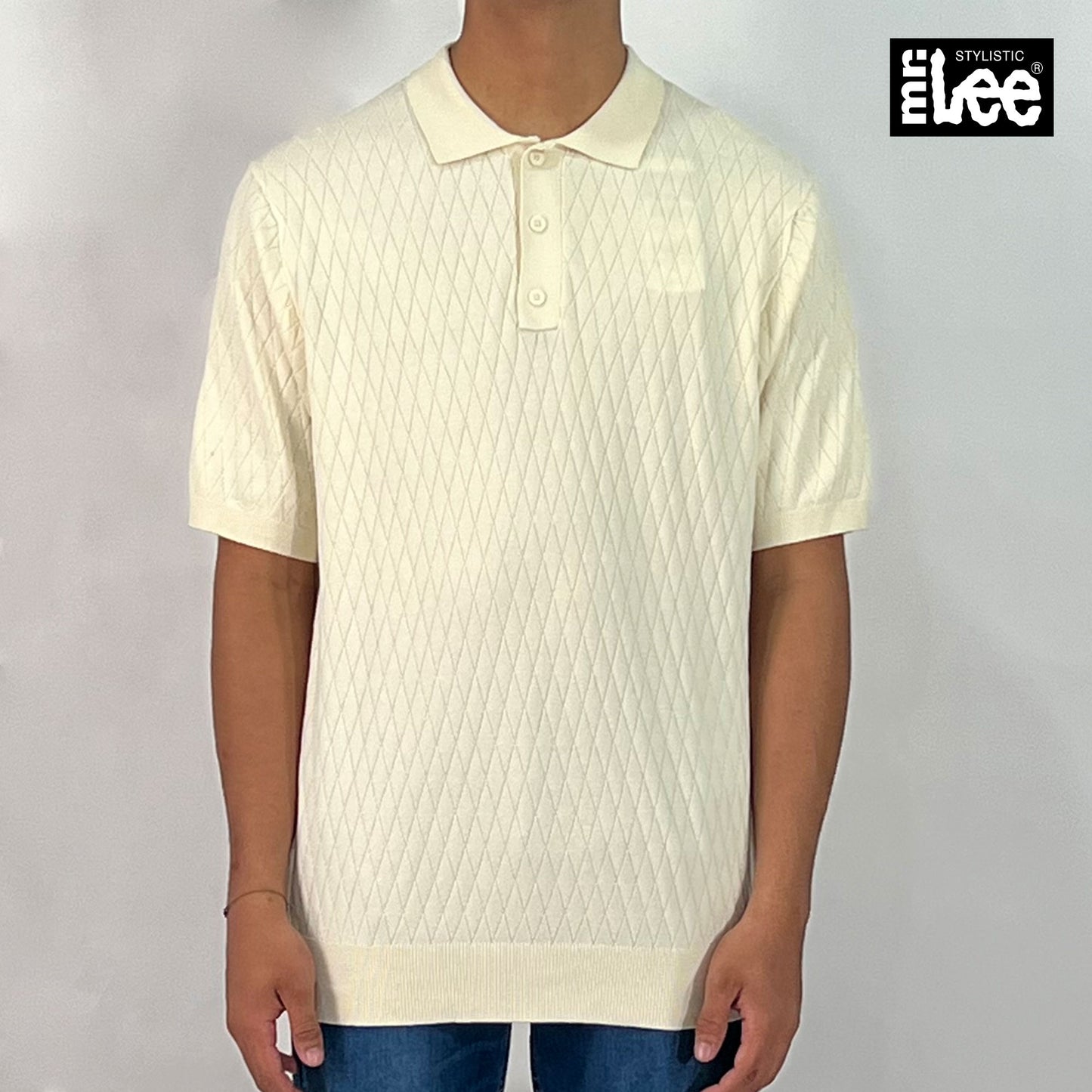 Stylistic Mr. Lee Men's Basic Collared Shirt Relaxed Fit 170261 (Cream)
