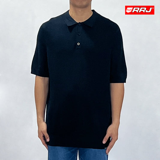 RRJ Men's Basic Collared Shirt Comfort Fitting 169657 (Black)
