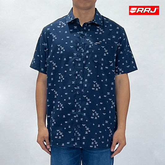 RRJ Men's Basic Woven Shirt Semibody Fitting 158415 (Navy)