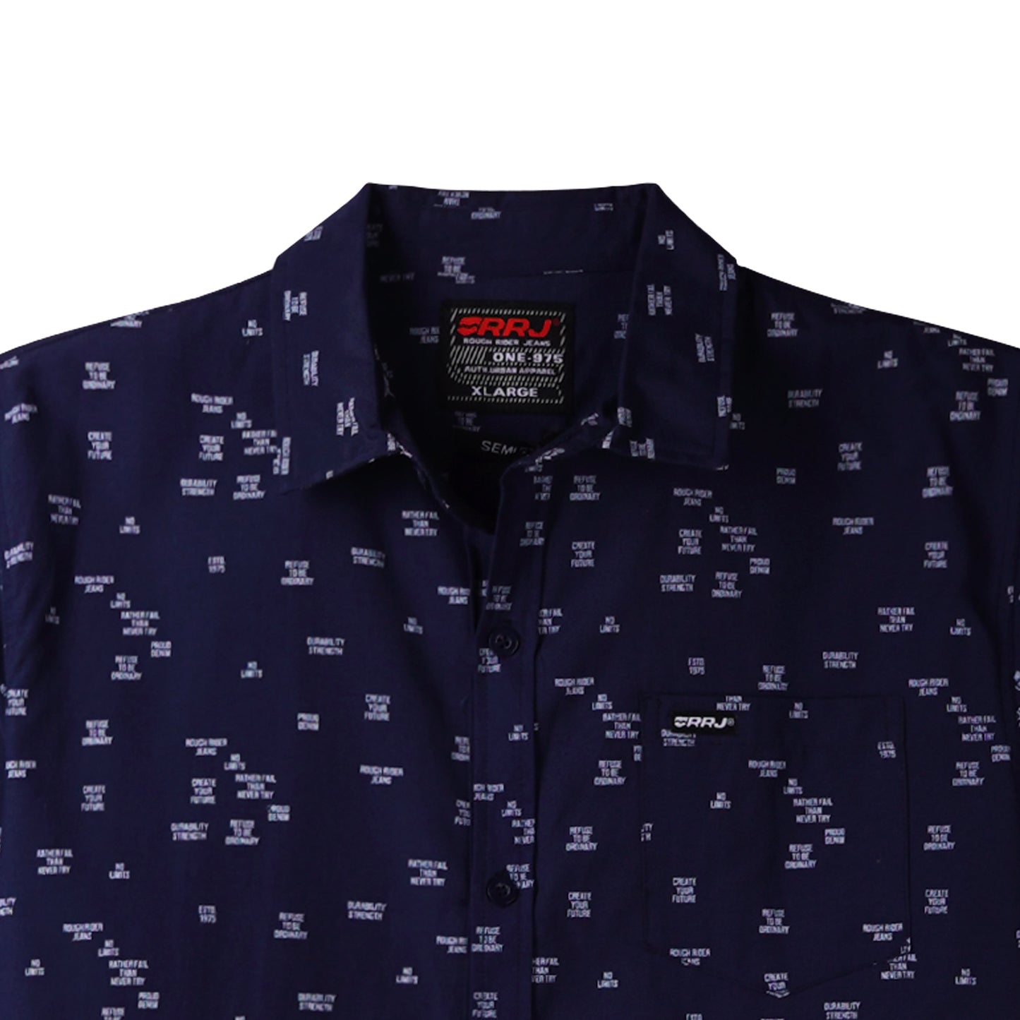 RRJ Men's Basic Woven Shirt Semibody Fitting 158415 (Navy)